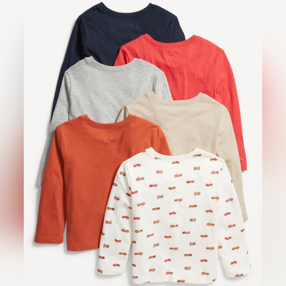 Kids' Multi-Color Long Sleeve COTTON T-Shirt Set 6 Pack